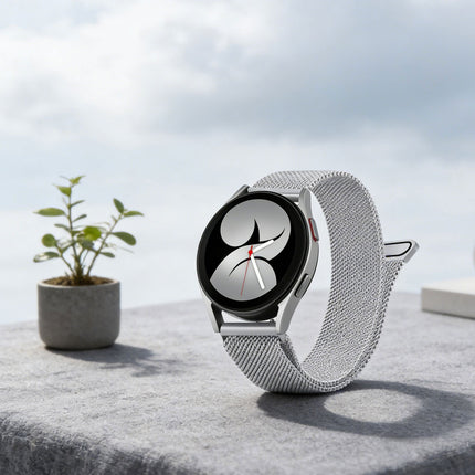 Metal Samsung Galaxy Watch 7 6 4 5 Pro Classic 40mm 44 mm Milanese Magnetic Band Silver