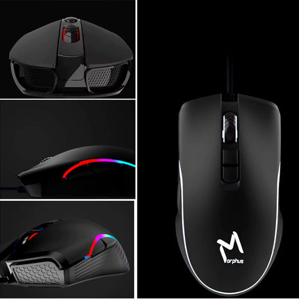 AKUN 7200DPI Wired USB 7 Button Backlit RGB Gaming Mouse PC Laptop Ergonomic