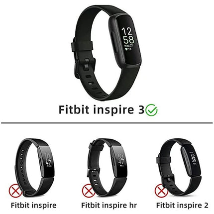 For Fitbit Inspire 3 Band Replacement Silicone Watch Sports Strap Band Wristband Black