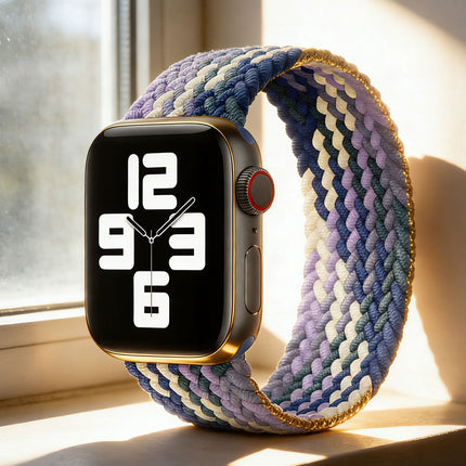 Nylon Elastic Band For Apple Watch 42/44/45/49mm Series 11 46mm SE 3 44mm Ultra 49mm Blue & White
