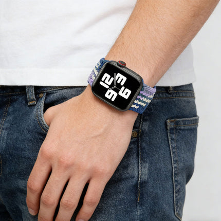 Nylon Elastic Band For Apple Watch 42/44/45/49mm Series 11 46mm SE 3 44mm Ultra 49mm Blue & White