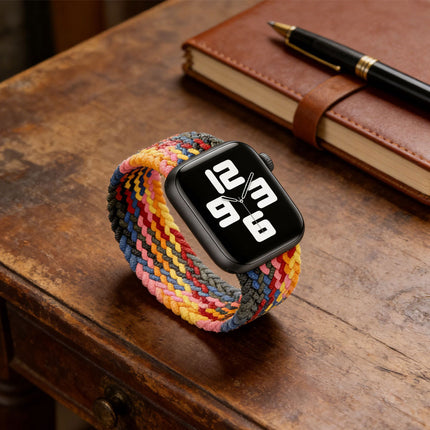 Nylon Elastic Band For Apple Watch 42/44/45/49mm Series 11 46mm SE 3 44mm Ultra 49mm Dark Rainbow