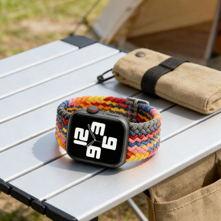 Nylon Elastic Band For Apple Watch 42/44/45/49mm Series 11 46mm SE 3 44mm Ultra 49mm Dark Rainbow