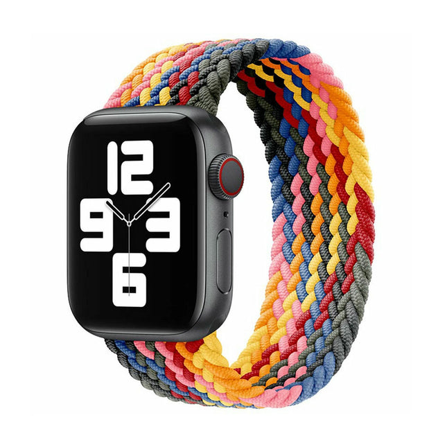 Nylon Elastic Band For Apple Watch 42/44/45/49mm Series 11 46mm SE 3 44mm Ultra 49mm Dark Rainbow