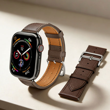 For Apple Watch iWatch Band Series 8 7 6 5 4 3 SE 45 44 41 Leather Strap Khaki Grey
