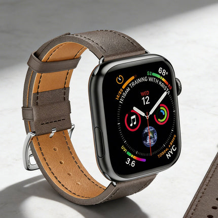For Apple Watch iWatch Band Series 8 7 6 5 4 3 SE 45 44 41 Leather Strap Khaki Grey