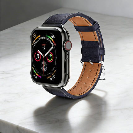 For Apple Watch iWatch Band Series 8 7 6 5 4 3 SE 45 44 41 Leather Strap Midnight Blue