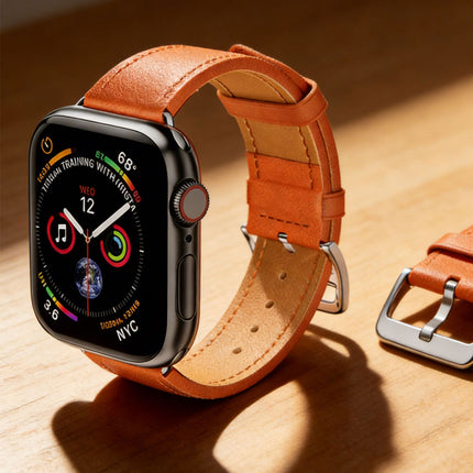 For Apple Watch iWatch Band Series 8 7 6 5 4 3 SE 45 44 41 Leather Strap Orange