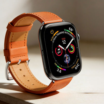 For Apple Watch iWatch Band Series 8 7 6 5 4 3 SE 45 44 41 Leather Strap Orange