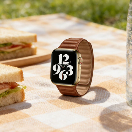 Brown 38mm/40mm/41mm Apple Watch iWatch Band Series 9 8 7 SE 6 5 4 Magnetic Strap Silicone 40 44