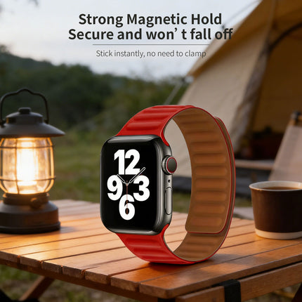 Red 42mm/44mm/45mm/49mm Apple Watch iWatch Band Series 9 8 7 SE 6 5 4 Magnetic Strap Silicone 40 44
