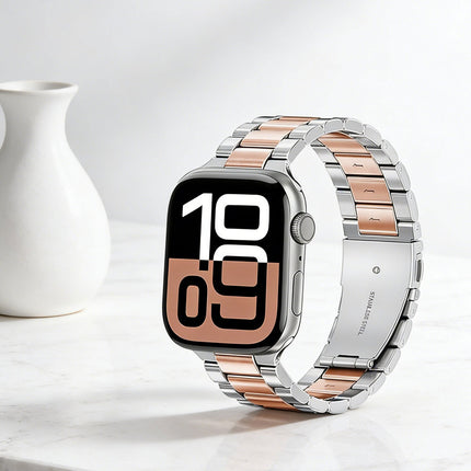 Apple Watch Band Strap iWatch Stainless Steel Series 11 10 9 8 Ultra SE 42 46mm Silver & Rose Gold