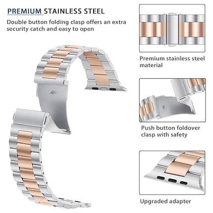 Apple Watch Band Strap iWatch Stainless Steel Series 11 10 9 8 Ultra SE 42 46mm Silver & Rose Gold