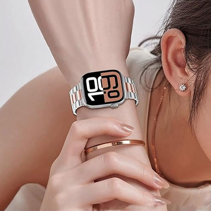 Apple Watch Band Strap iWatch Stainless Steel Series 11 10 9 8 Ultra SE 42 46mm Silver & Rose Gold