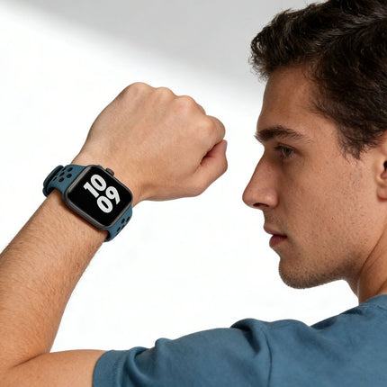 Apple Watch IWatch Band Silicone Strap-Cyan & Black