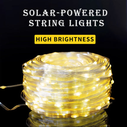 50M 400LED Warm White Solar Fairy String Rope Lights 8 Models With Timer Waterproof Outdoor