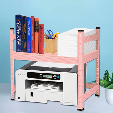 Pink Small Multi-Functional Organizer Bookshelf for Home Office Metal Desk Garage