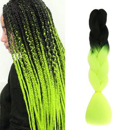 62cm Synthetic Gradient Coloured Braiding Hair Extensions - Black&Lime