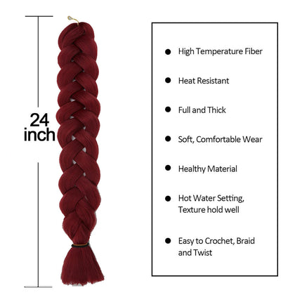 62cm Synthetic Braiding Hair Extensions - Carmine