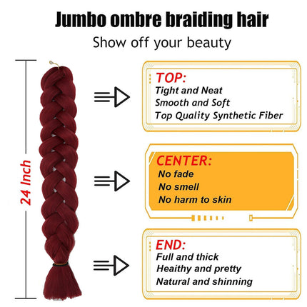 62cm Synthetic Braiding Hair Extensions - Carmine