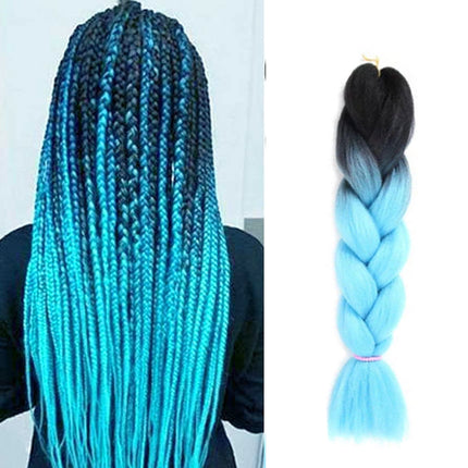 62cm Synthetic Gradient Coloured Braiding Hair Extensions - Black&Sky Blue