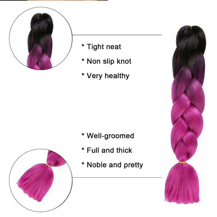 62cm Synthetic Gradient Coloured Braiding Hair Extensions - Black & Purple
