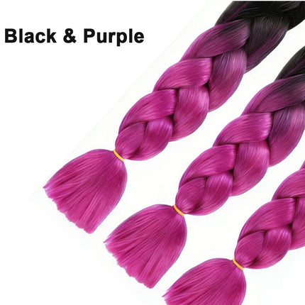 62cm Synthetic Gradient Coloured Braiding Hair Extensions - Black & Purple