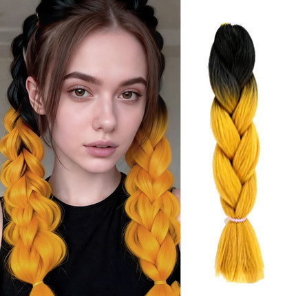 62cm Synthetic Gradient Coloured Braiding Hair Extensions -Black&Honey