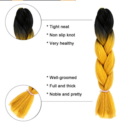 62cm Synthetic Gradient Coloured Braiding Hair Extensions -Black&Honey