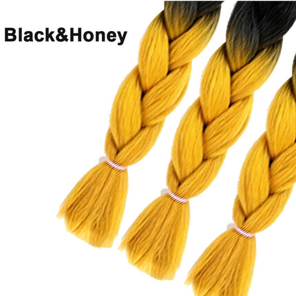 62cm Synthetic Gradient Coloured Braiding Hair Extensions -Black&Honey