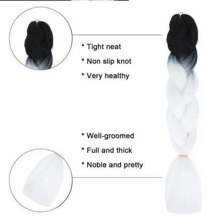 62cm Synthetic Gradient Coloured Braiding Hair Extensions - Black&White