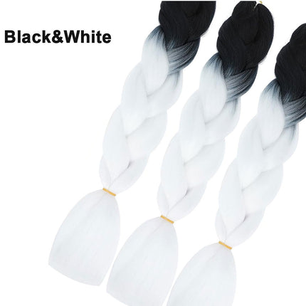 62cm Synthetic Gradient Coloured Braiding Hair Extensions - Black&White
