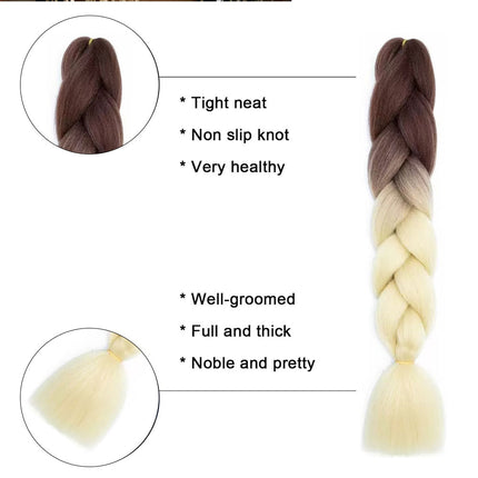 62cm Synthetic Gradient Coloured Braiding Hair Extensions - Brown&Beige