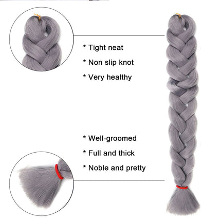 62cm Synthetic Braiding Hair Extensions - Metal Grey