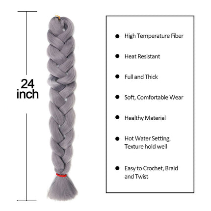 62cm Synthetic Braiding Hair Extensions - Metal Grey