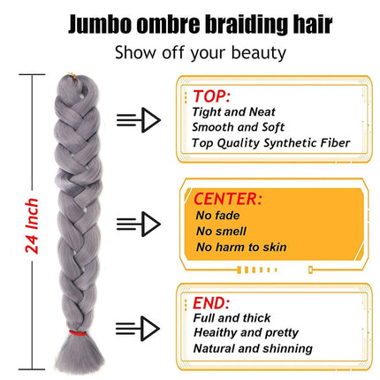 62cm Synthetic Braiding Hair Extensions - Metal Grey