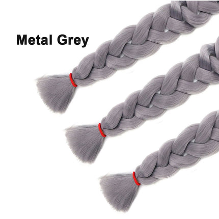 62cm Synthetic Braiding Hair Extensions - Metal Grey
