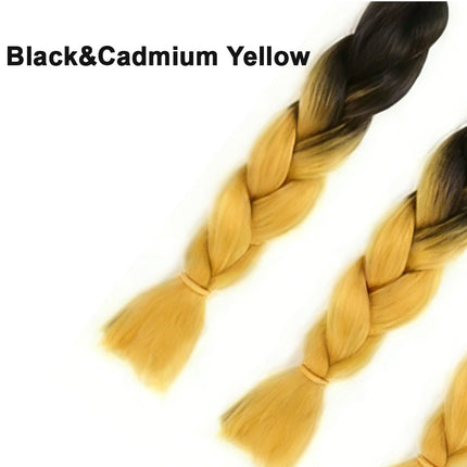 62cm Synthetic Gradient Coloured Braiding Hair Extensions - Black&Cadmium Yellow