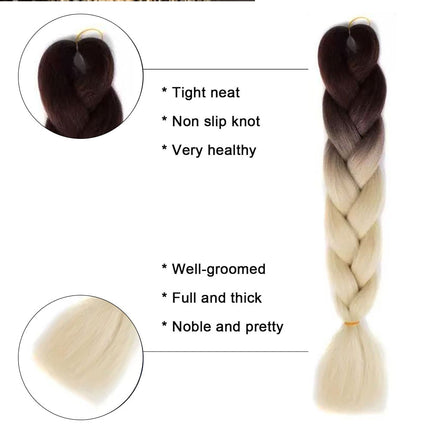 62cm Synthetic Gradient Coloured Braiding Hair Extensions - Brown&Beige