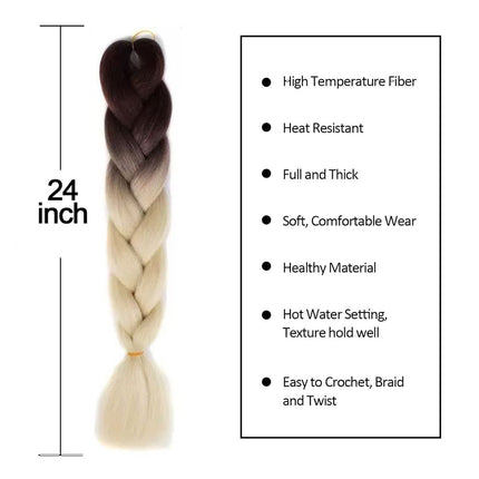 62cm Synthetic Gradient Coloured Braiding Hair Extensions - Brown&Beige