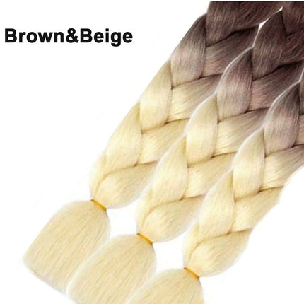 62cm Synthetic Gradient Coloured Braiding Hair Extensions - Brown&Beige