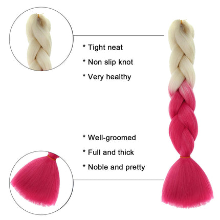 62cm Synthetic Gradient Coloured Braiding Hair Extensions -Beige&Pink
