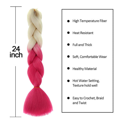 62cm Synthetic Gradient Coloured Braiding Hair Extensions -Beige&Pink