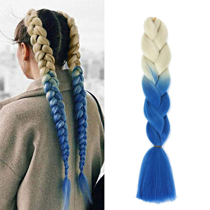 62cm Synthetic Gradient Coloured Braiding Hair Extensions -Beige&Blue