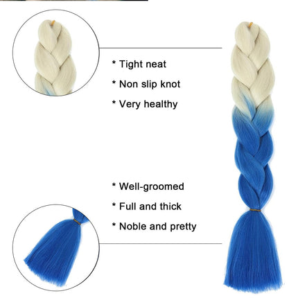 62cm Synthetic Gradient Coloured Braiding Hair Extensions -Beige&Blue
