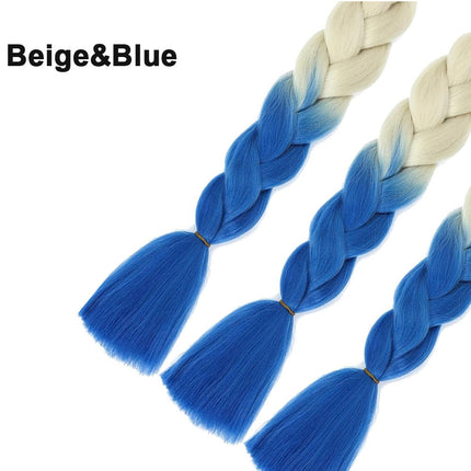 62cm Synthetic Gradient Coloured Braiding Hair Extensions -Beige&Blue