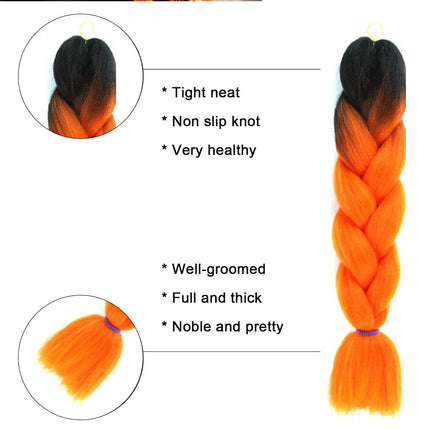 62cm Synthetic Gradient Coloured Braiding Hair Extensions - Black&Orange