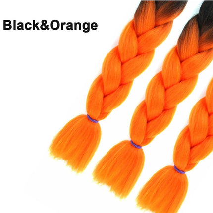 62cm Synthetic Gradient Coloured Braiding Hair Extensions - Black&Orange