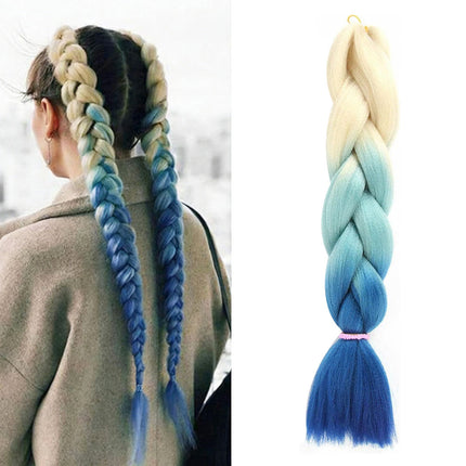 62cm Synthetic Gradient Coloured Braiding Hair Extensions -Beige&Mint&Blue