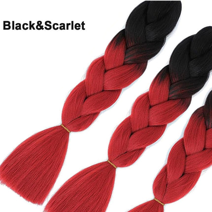 62cm Synthetic Gradient Coloured Braiding Hair Extensions - Black&Scarlet